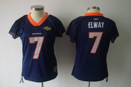 women denver broncos 7 john elway throwback blue jerseys