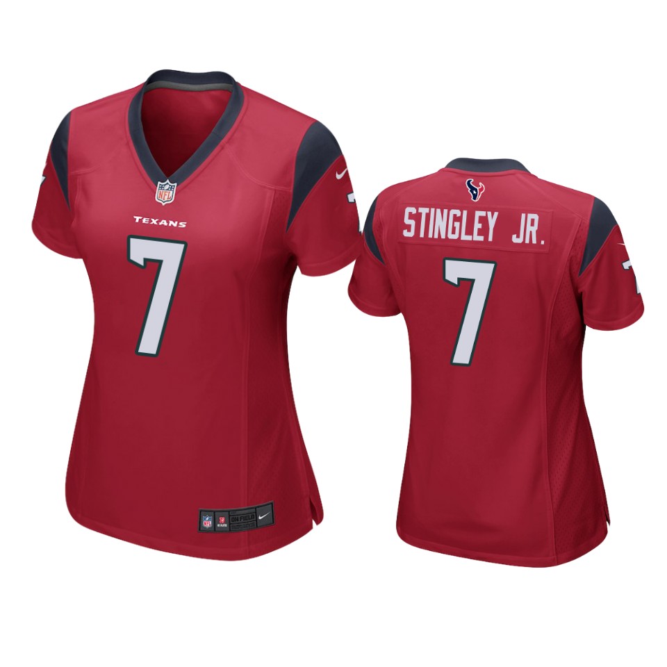 women derek stingley jr. texans game red jersey