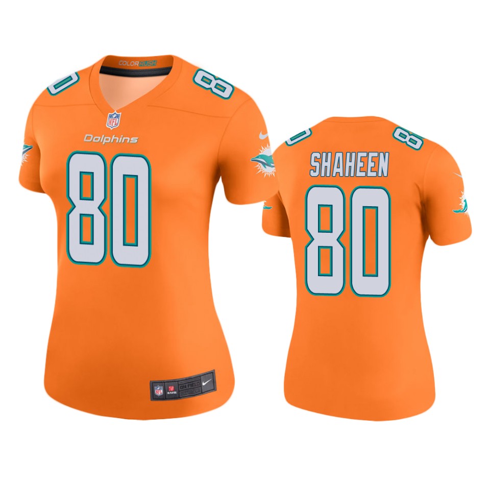 women dolphins adam shaheen orange color rush legend jersey