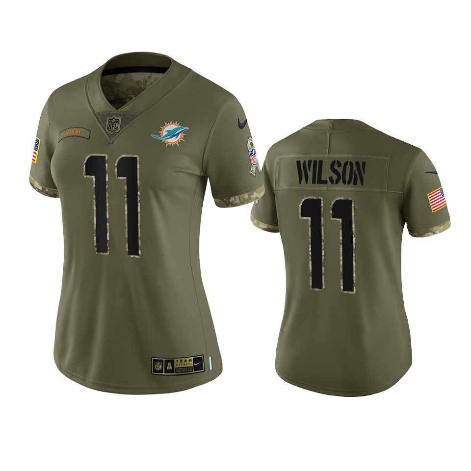 women dolphins cedrick wilson olive limited 2022 salute to service jersey