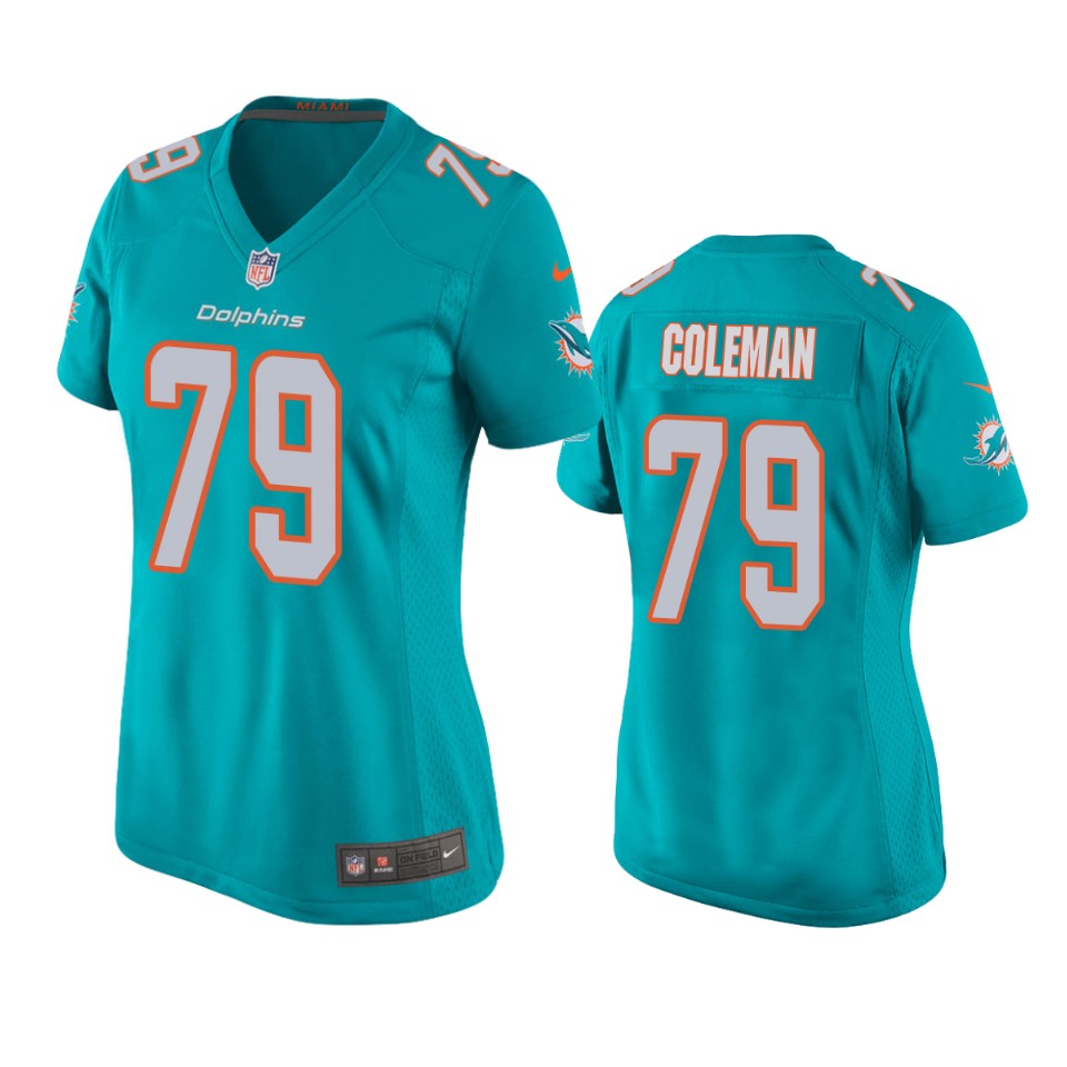 women dolphins larnel coleman aqua game jersey