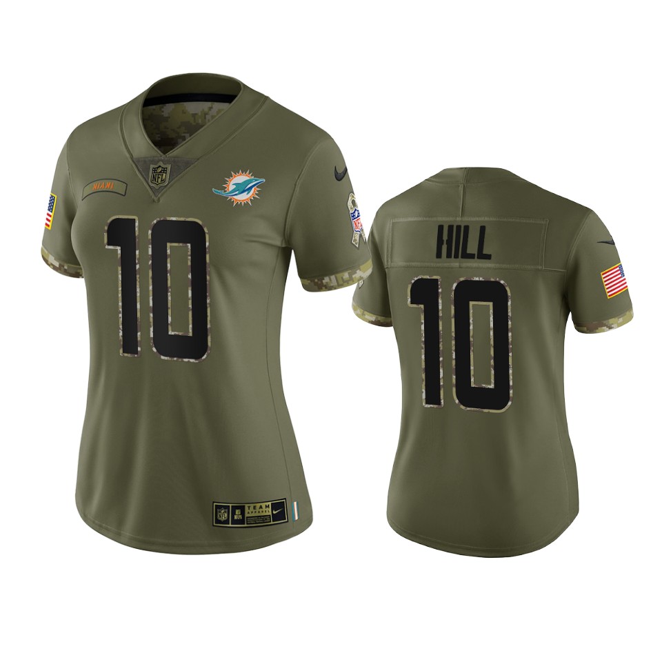 women dolphins tyreek hill olive limited 2022 salute to service jersey