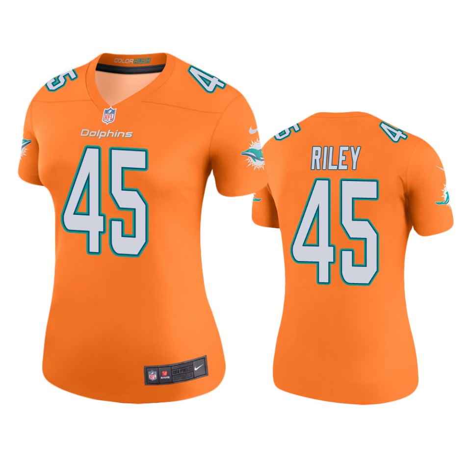 women duke riley dolphins color rush legend orange jersey
