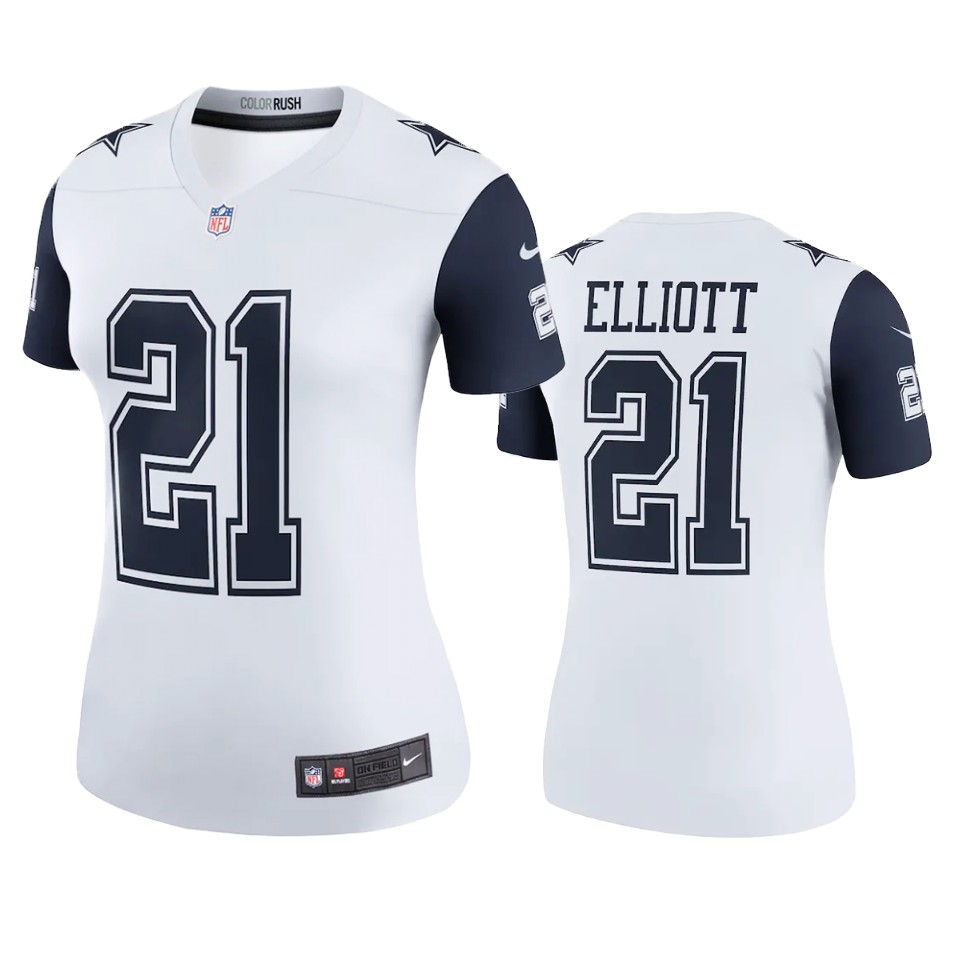 women ezekiel elliott cowboys white color rush legend jersey