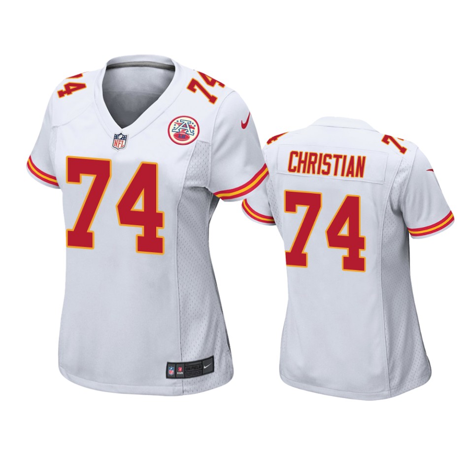 women geron christian chiefs game white jersey