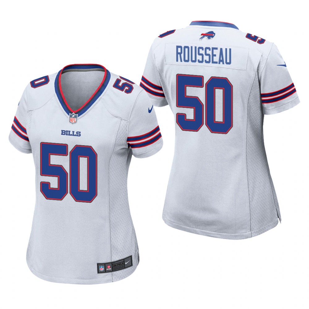 women gregory rousseau bills white game jersey