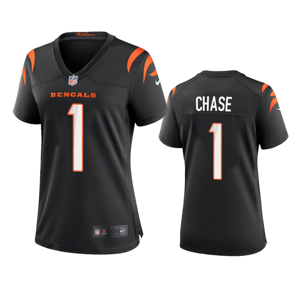 women ja'marr chase bengals black game jersey