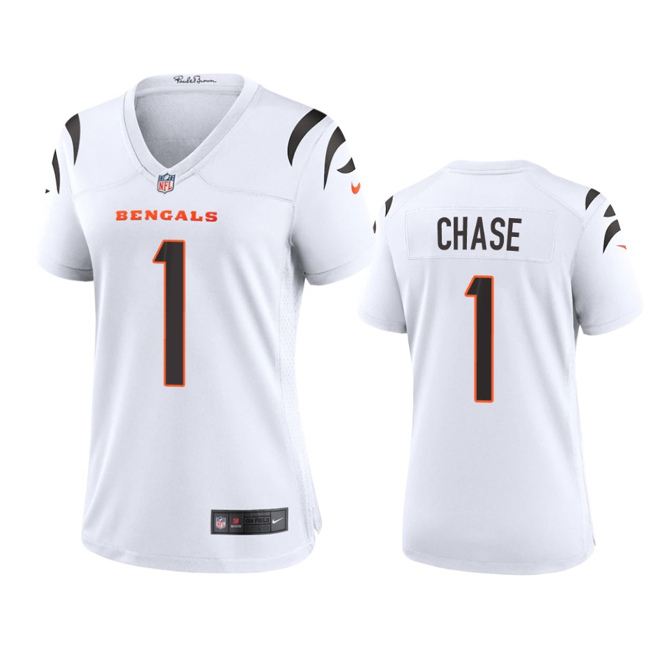 women ja'marr chase bengals white game jersey