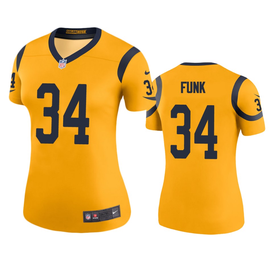 women jake funk rams gold color rush legend jersey