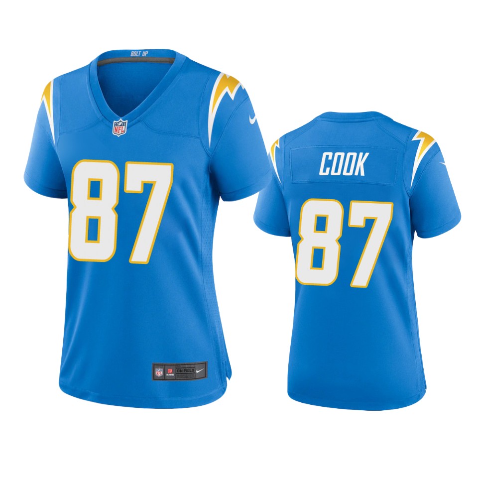 women jared cook chargers powder blue game jersey