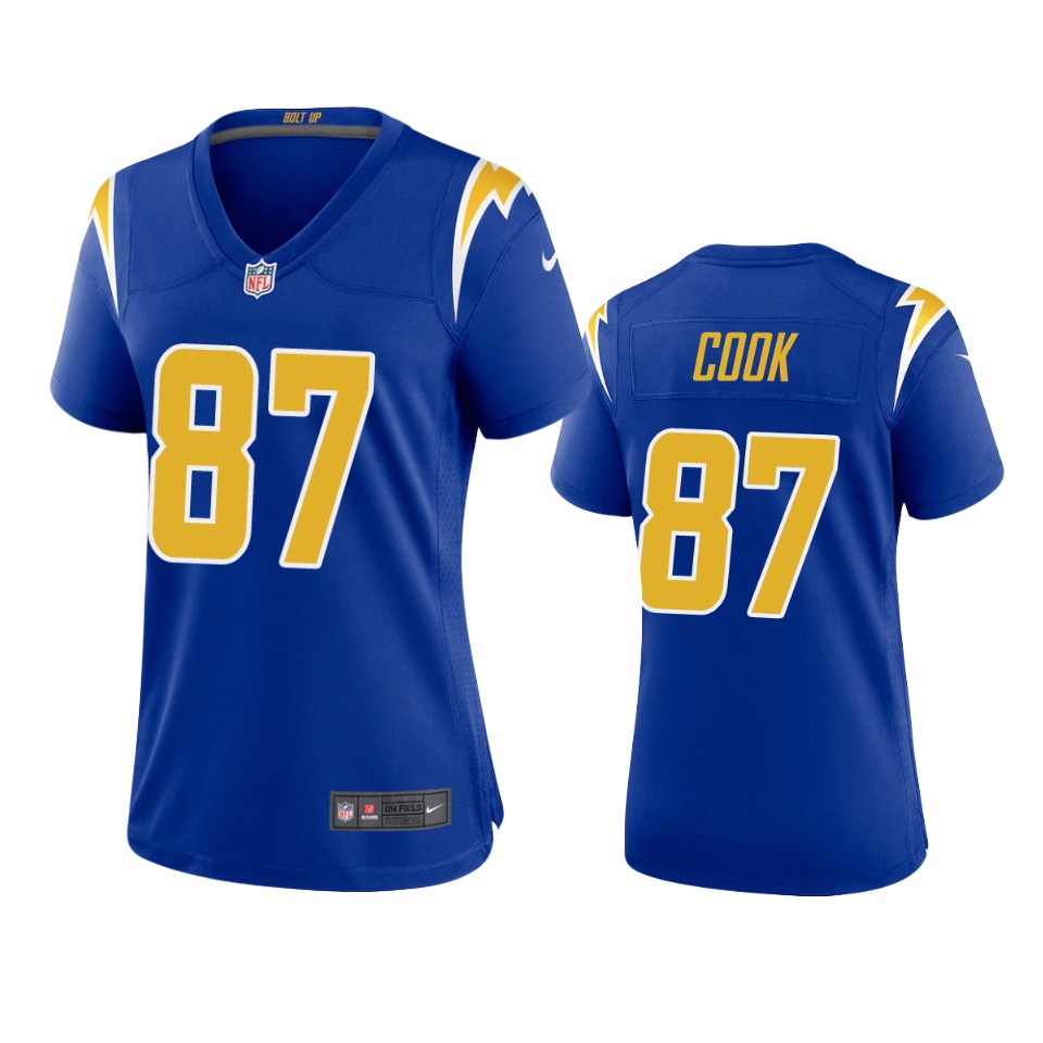 women jared cook chargers royal game jersey