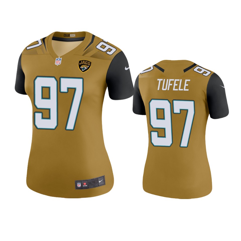 women jay tufele jaguars gold color rush legend jersey