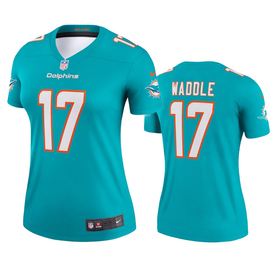 women jaylen waddle dolphins aqua legend jersey