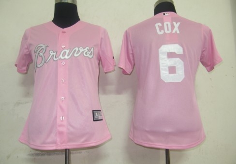 women jerseys atlanta braves 6# cox pink