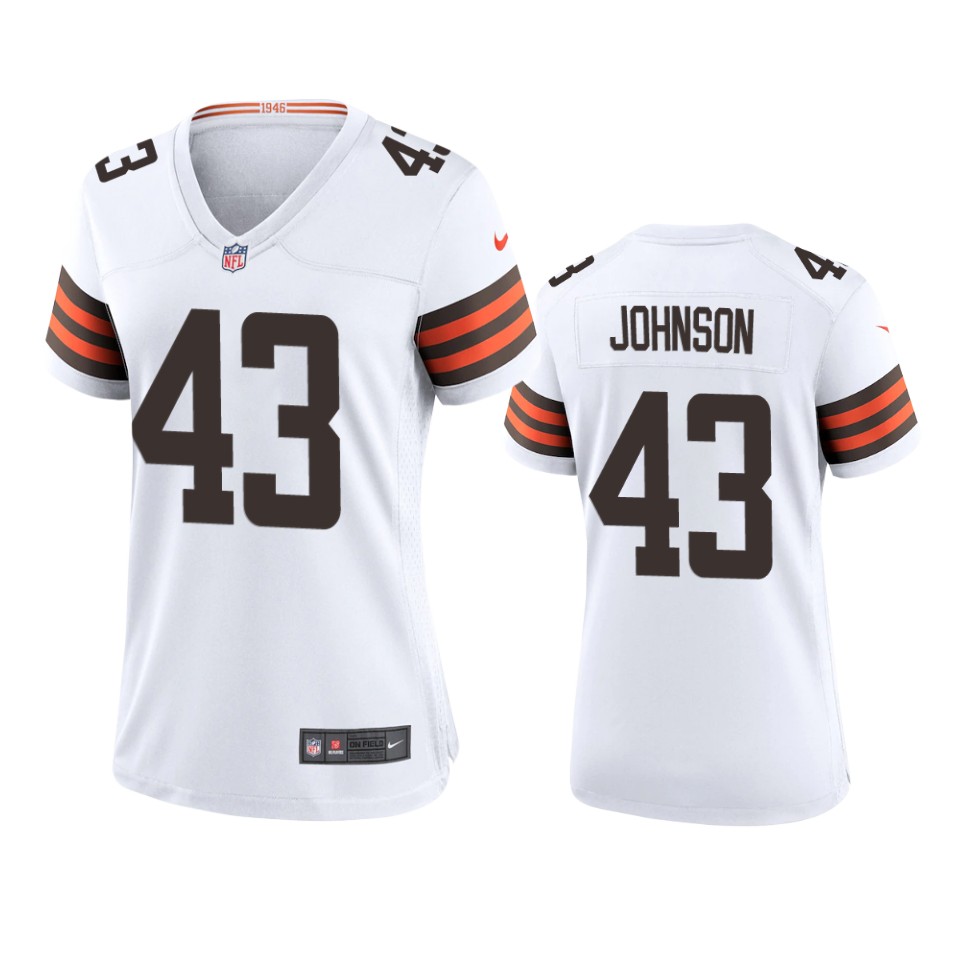 women john johnson browns white game jersey