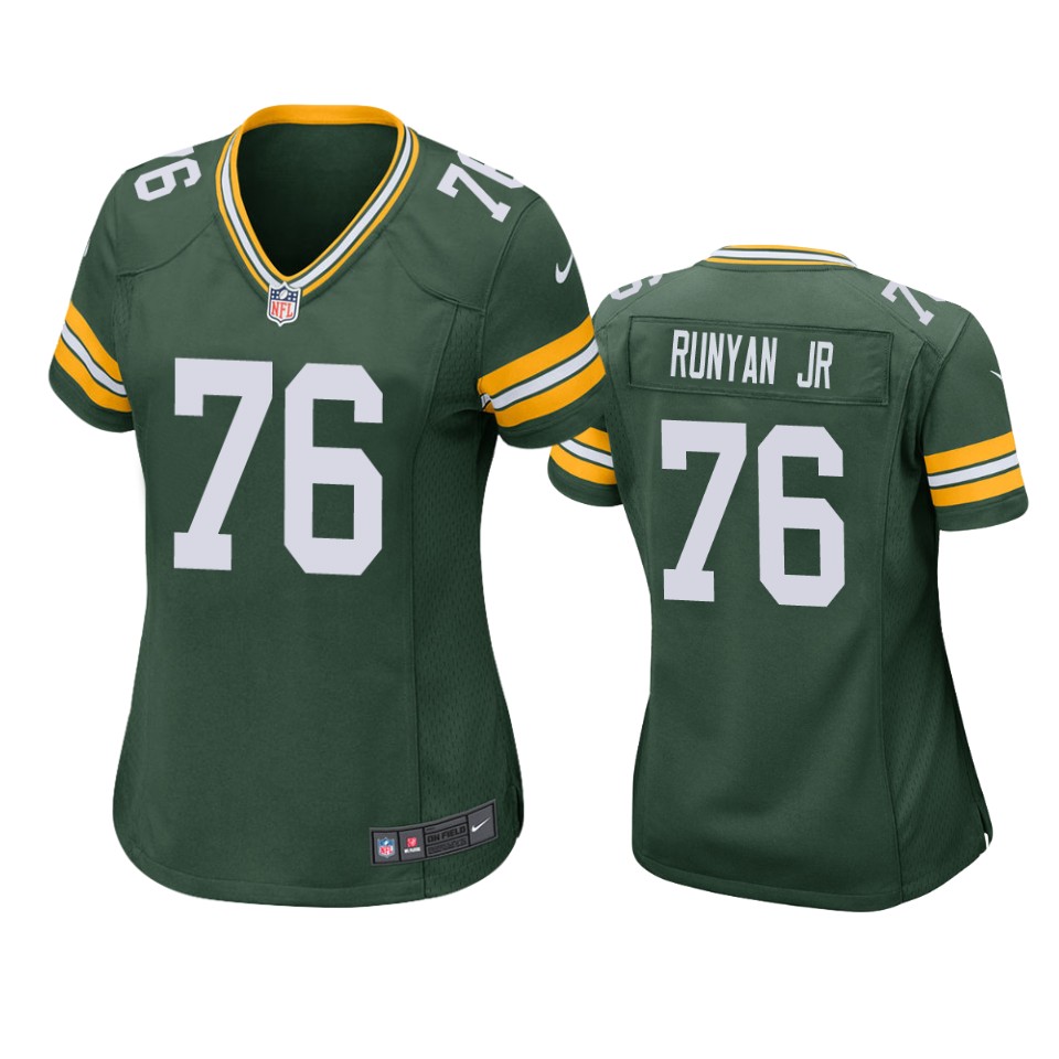 women jon runyan jr. packers green game jersey