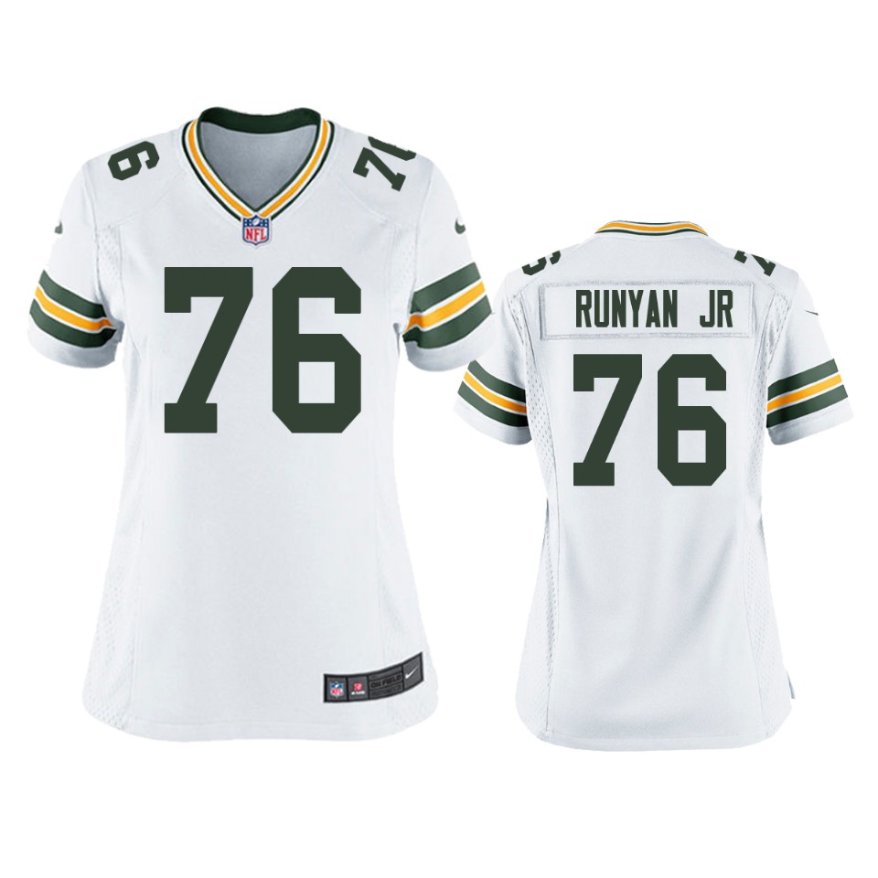 women jon runyan jr. packers white game jersey