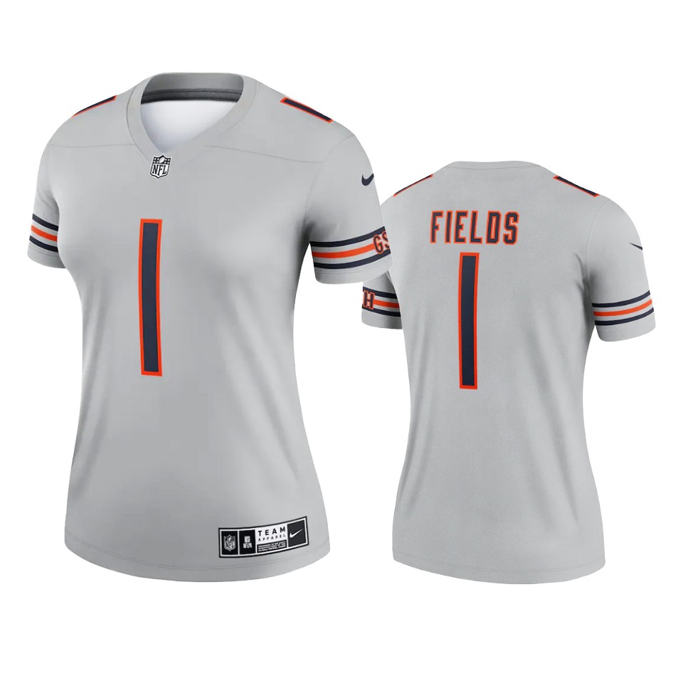 women justin fields bears gray inverted legend jersey