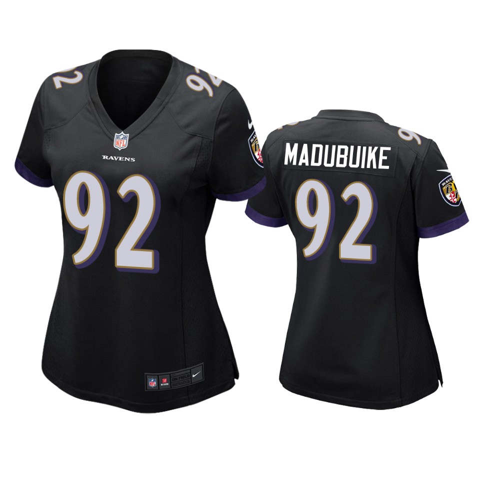 women justin madubuike ravens black game jersey