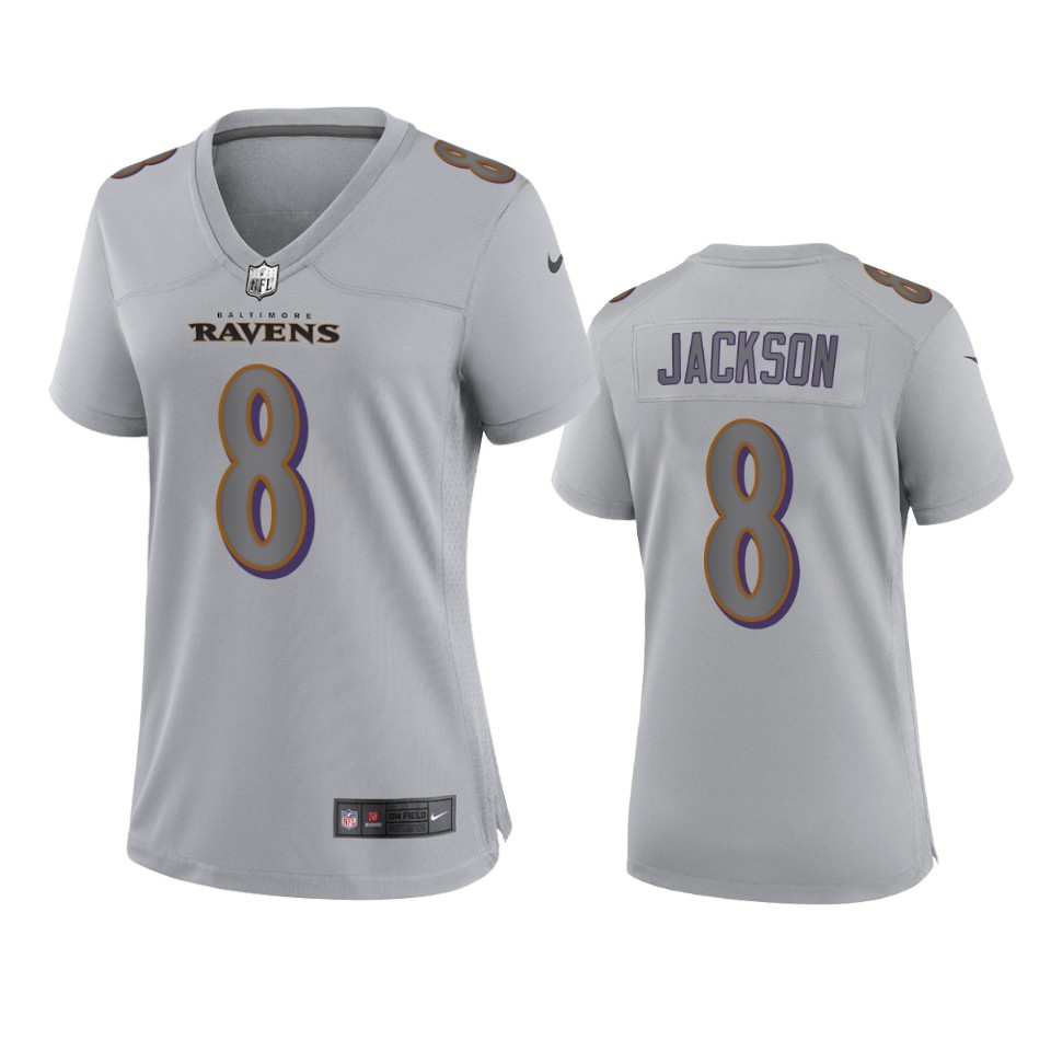 women lamar jackson ravens atmosphere fashion game gray jersey