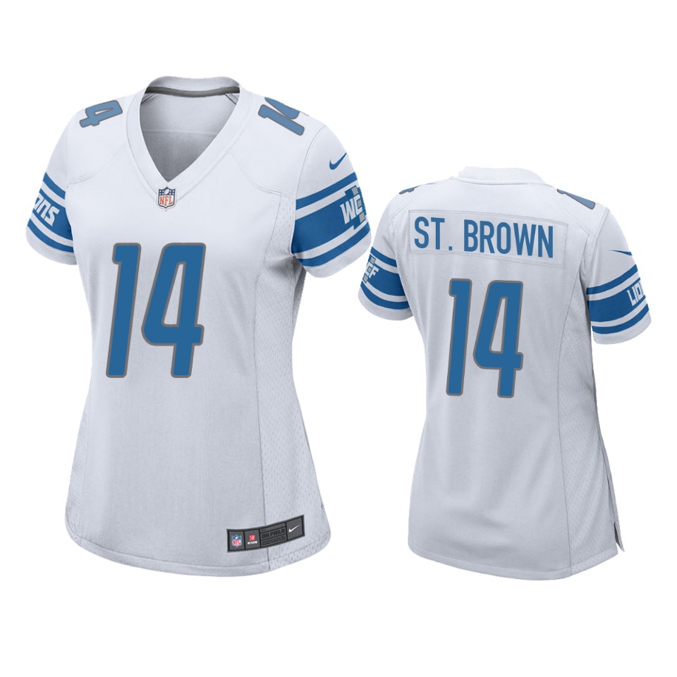 women lions amon ra st. brown white game jersey