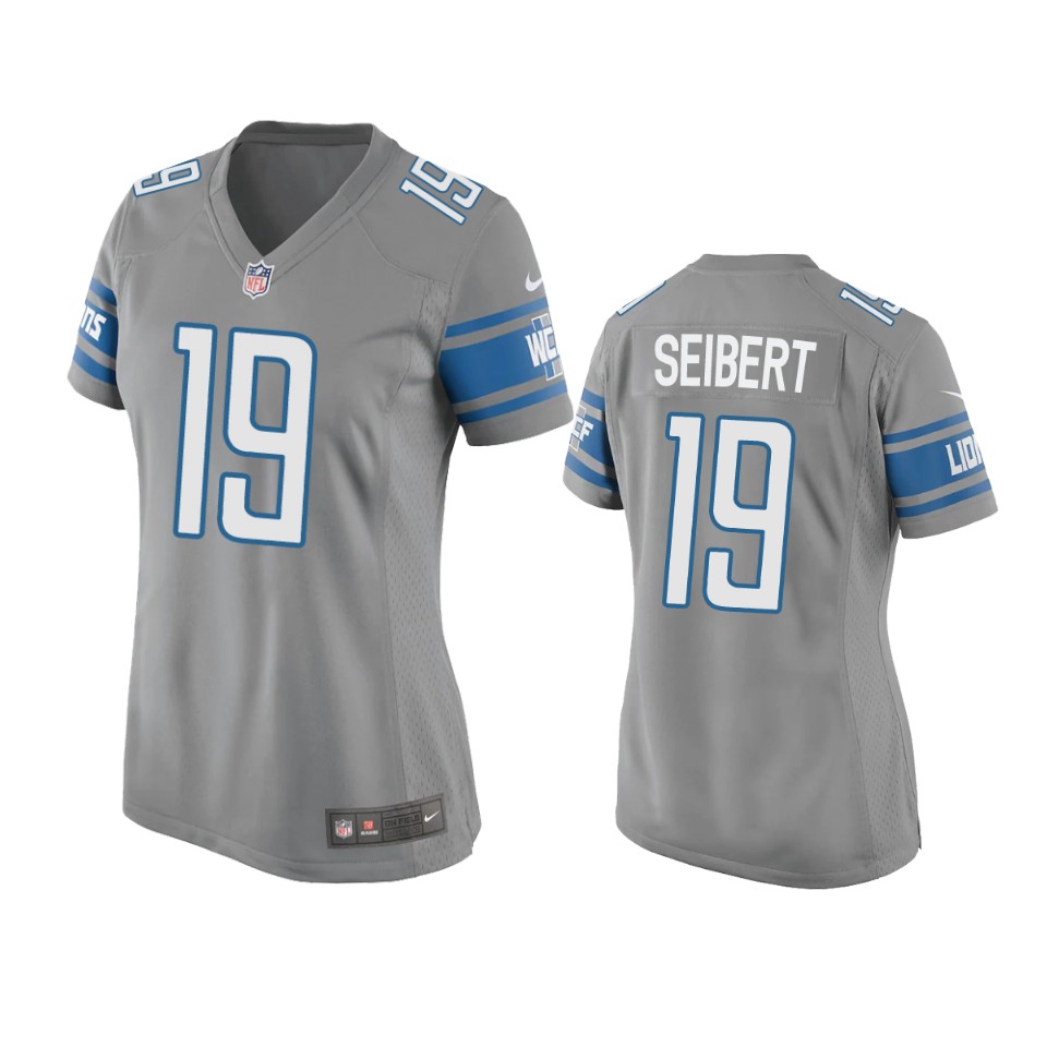 women lions austin seibert game silver jersey