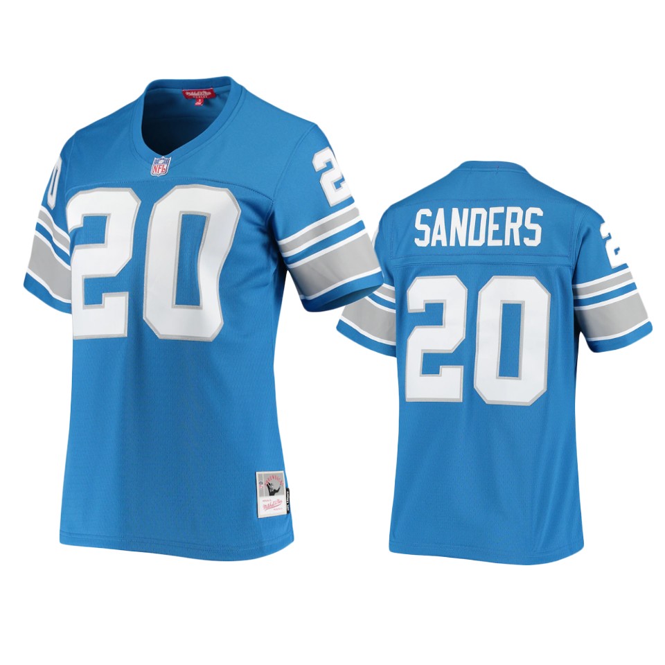 women lions barry sanders blue 1996 legacy replica jersey