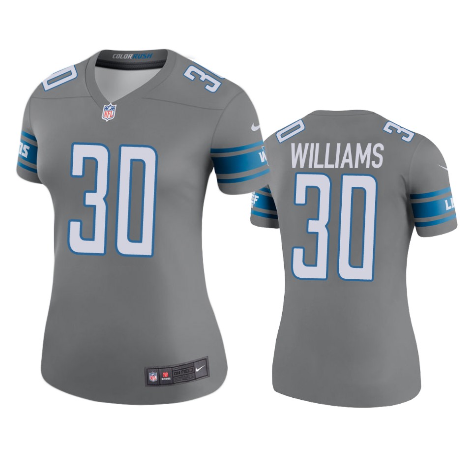 women lions jamaal williams steel color rush legend jersey