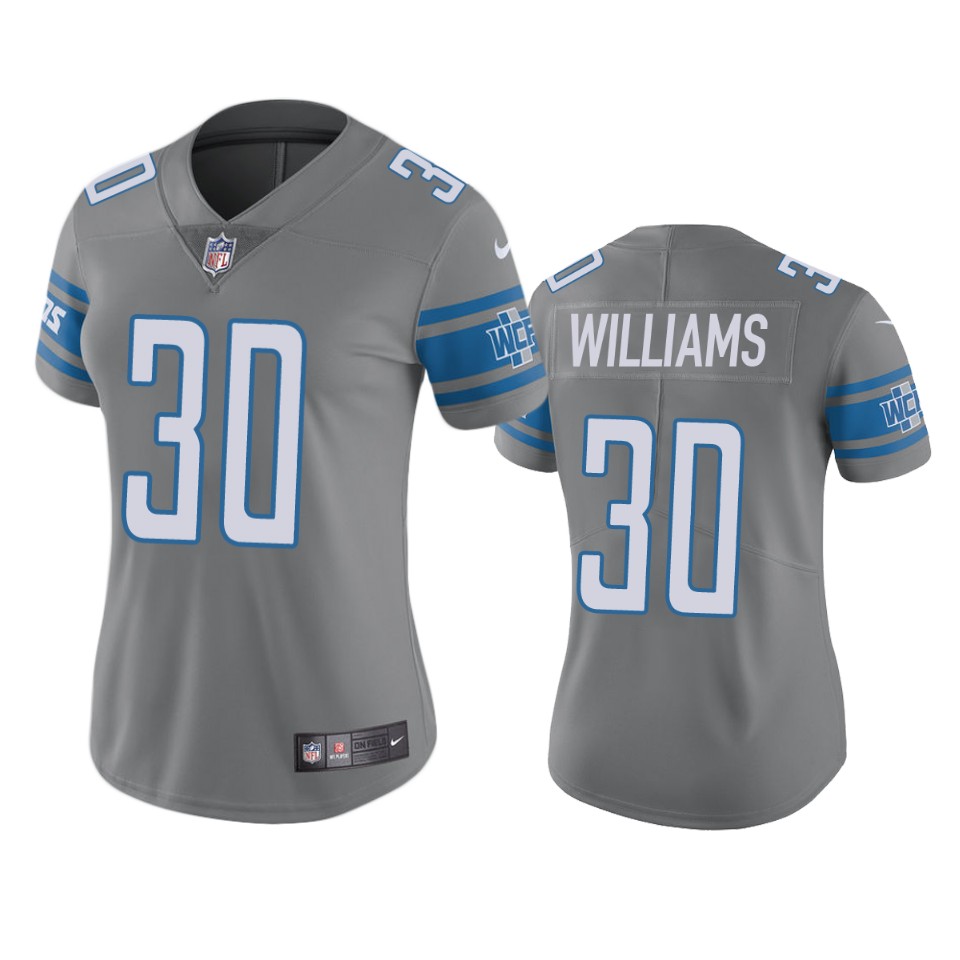women lions jamaal williams steel color rush limited jersey