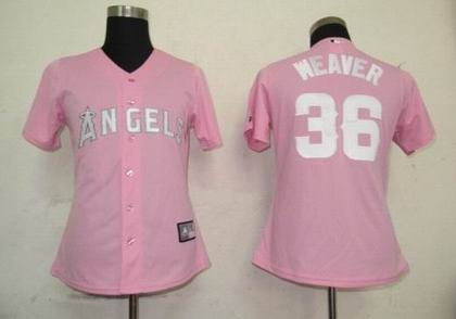 women los angeles angels 36 weaver pink jersey