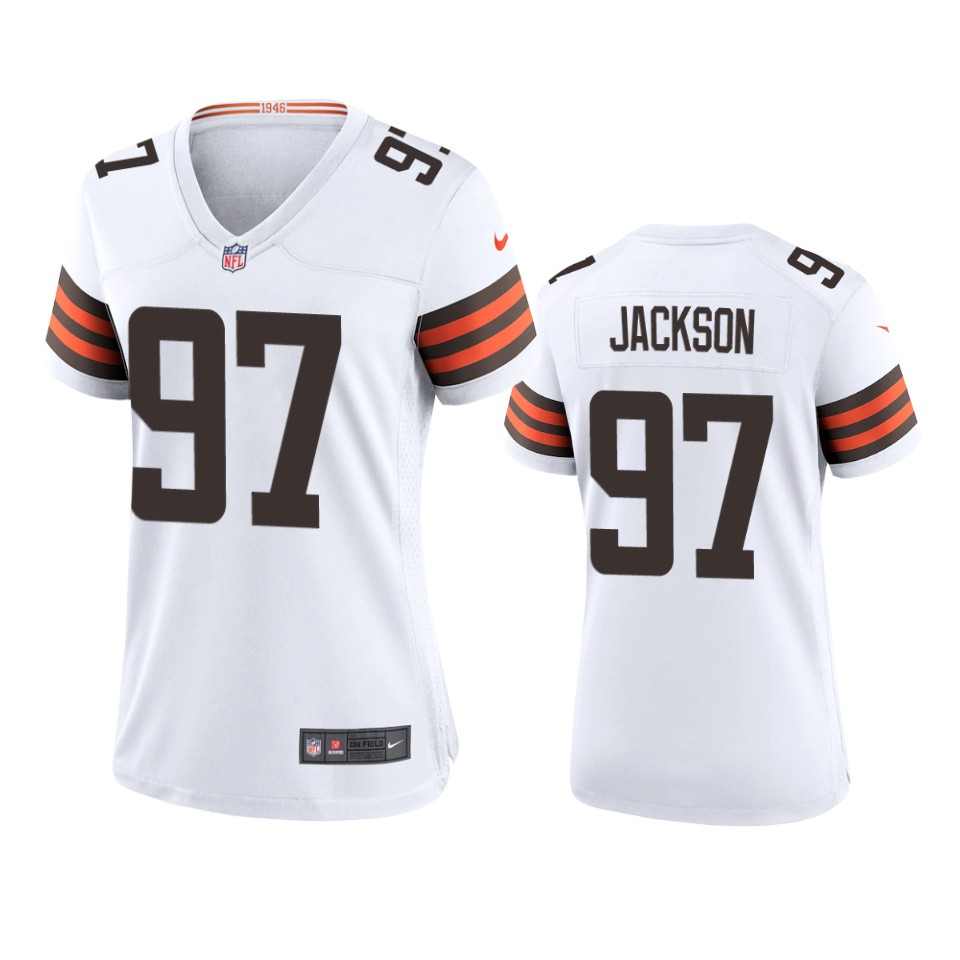 women malik jackson browns game white jersey