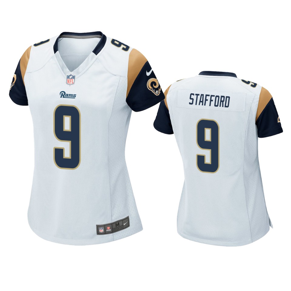 women matthew stafford rams white game jersey