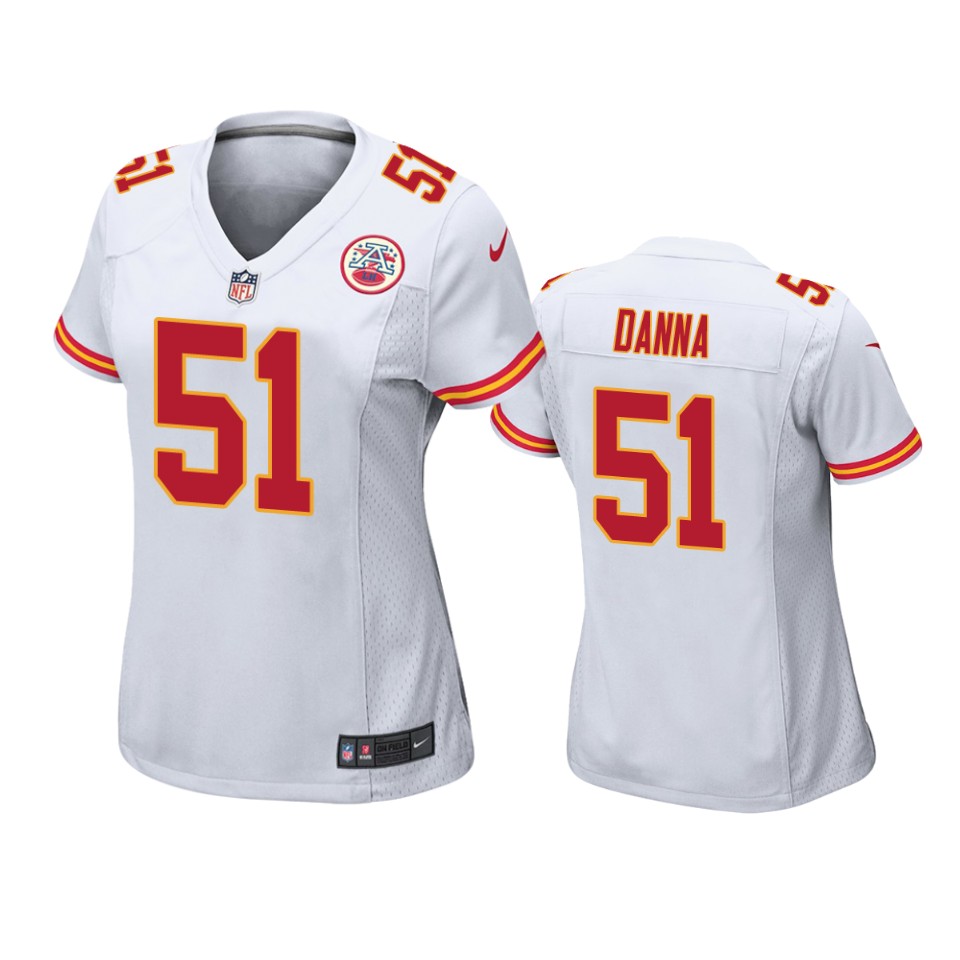 women michael danna chiefs white game jersey