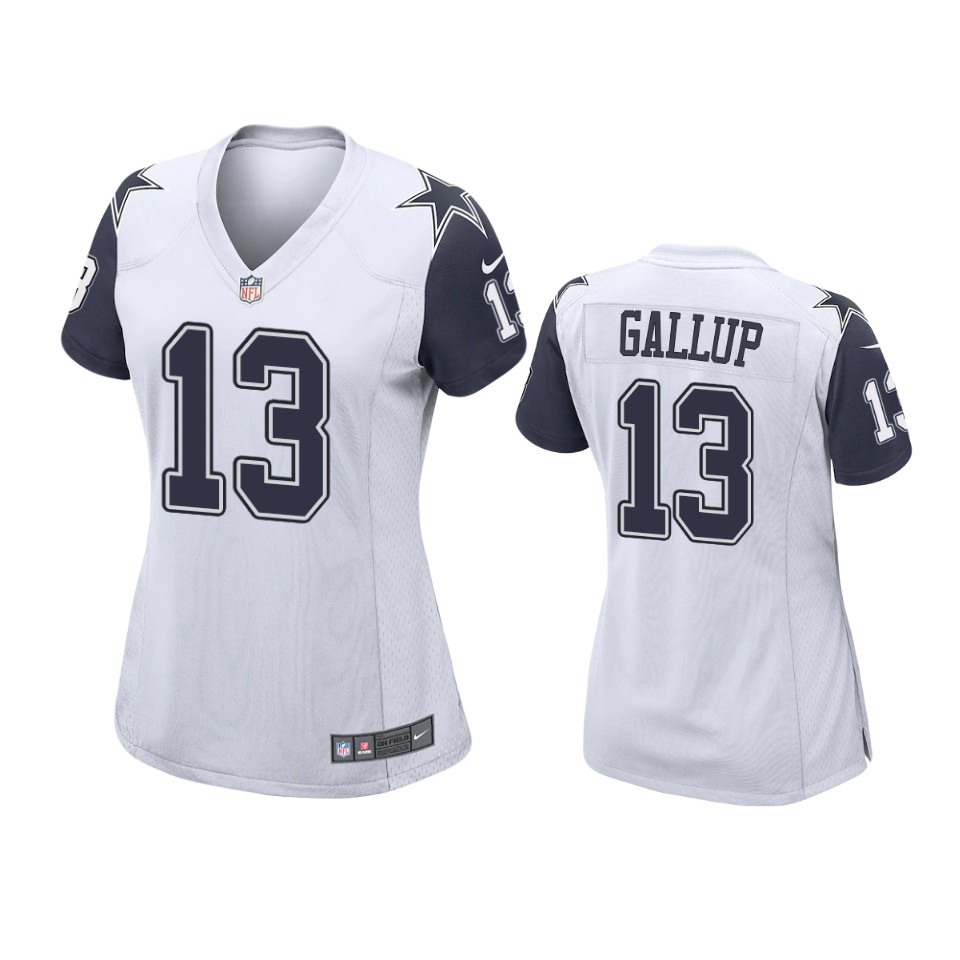 women michael gallup cowboys alternate game white jersey