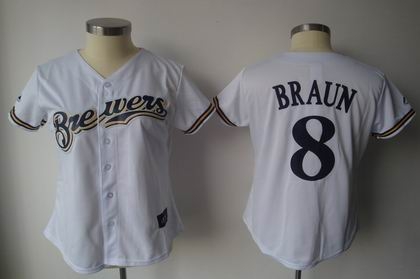 women milwaukee brewers 8 ryan braun white jerseys