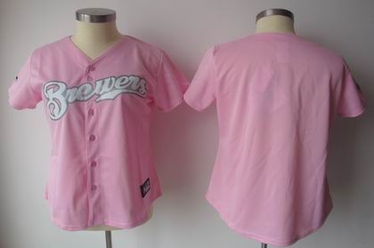 women milwaukee brewers blank pink jerseys