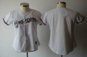 women milwaukee brewers blank white jersey