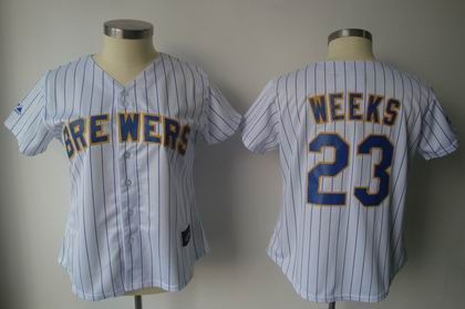 women milwaukee brewers jerseys 23 rickie weeks white strip jersey