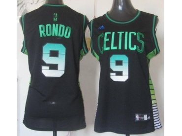 women nba boston celtics #9 rondo black(number green)
