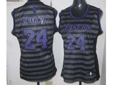 women nba los angeles lakers #24 kobe bryant grey(black strip)