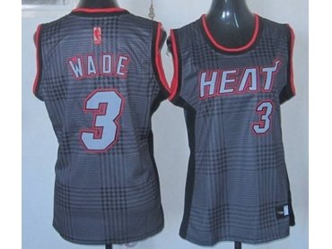 women nba miami heat #3 wade black-grey(2012)