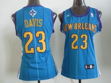 women nba new orleans hornets #23 anthony davis blue(stripe)