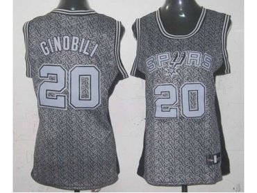 women nba san antonio spurs #20 ginobili grey[static fashion swingman]