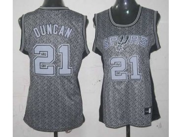 women nba san antonio spurs #21 tim duncan grey[static fashion swingman]