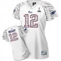 women new england patriots #12 tom brady zebra field flirt fashion 2012 super bowl xlvi jersey white