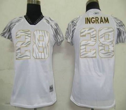 women new orleans saints 28 ingram white zebra field flirt fashion jerseys