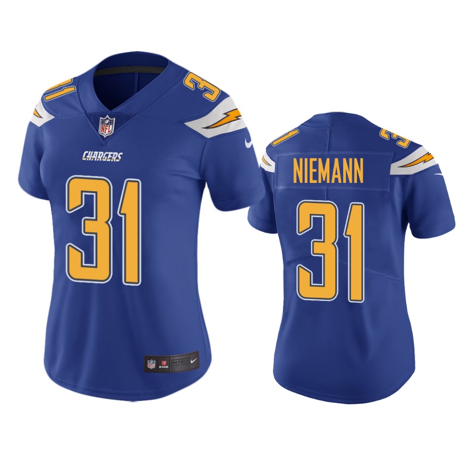 women nick niemann chargers royal color rush limited jersey