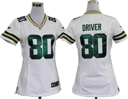 women NEW green bay packers 80 donald driver white jerseys