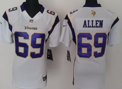 women NEW minnesota vikings 69 jared allen white jerseys