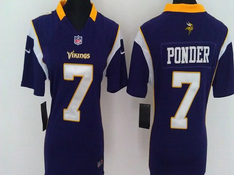women NEW minnesota vikings 7 christian ponder purple jerseys